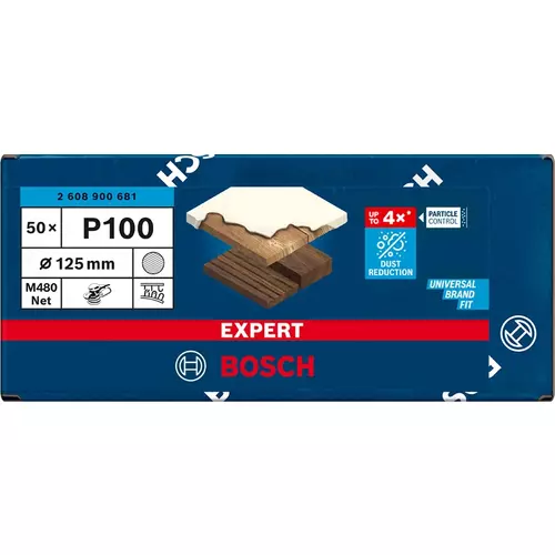 BOSCH Brúsny papier EXPERT M480 pre excentrické brúsky, 125 mm, zrnitosť 100, 50 ks (3)