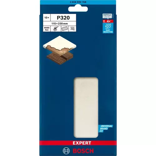 BOSCH Brúsny papier EXPERT M480 pre orbitálne brúsky, 115 x 230 mm, zrnitosť 320, 10 ks (3)