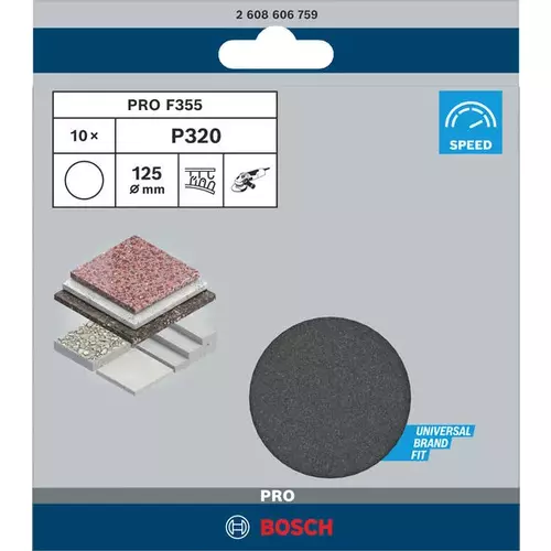 BOSCH Brúsny kotúč PRO F355, 125 mm, G320, 10 ks (3)