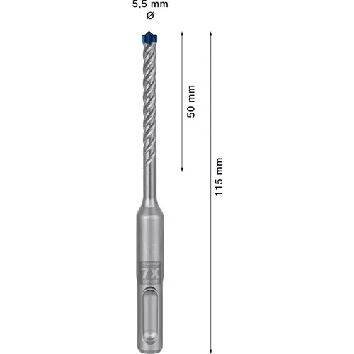 BOSCH Príklepový vrták EXPERT SDS plus-7X, 5,5 x 50 x 115 mm