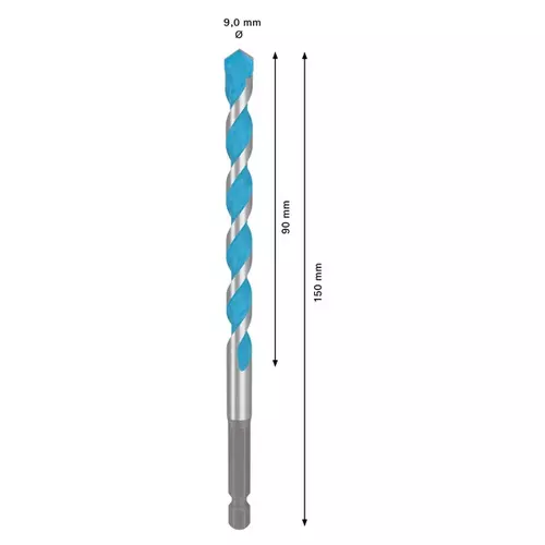 BOSCH Sada vrtákov EXPERT HEX-9 Multi Construction, 9 × 90 × 150