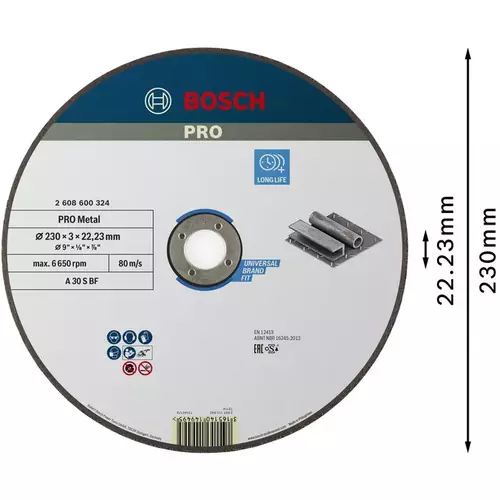 BOSCH Rezací kotúč PRO Metal, 230 × 3 × 22,23 mm, oSa (3)
