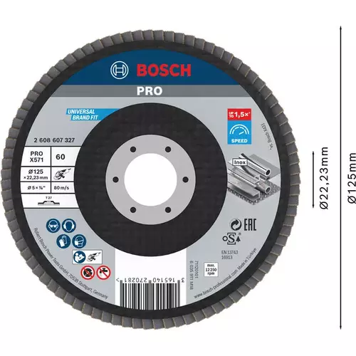 BOSCH Lamelový brúsny kotúč PRO X571, 125 mm, G60 (3)