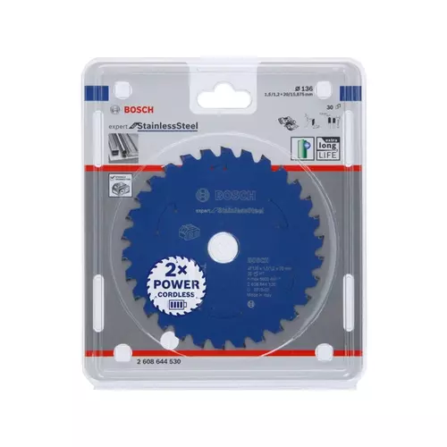 BOSCH Pílový kotúč pre akumulátorové píly Expert for Stainless Steel 136x1,5/1,2x20 T30 (2)