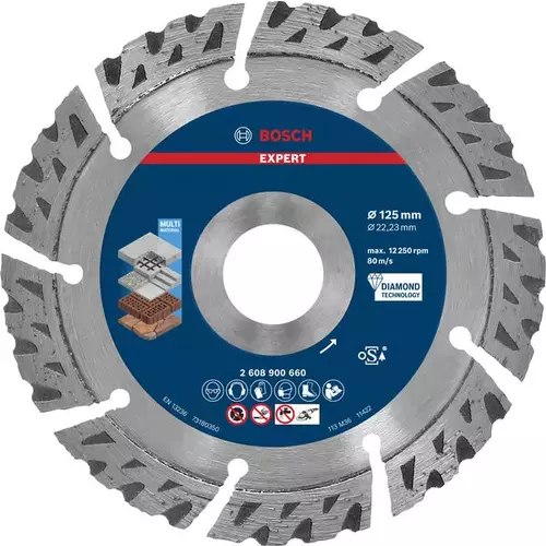 BOSCH Diamantový rezací kotúč EXPERT MultiMaterial, 125 x 22,23 x 2,2 x12 mm (5)