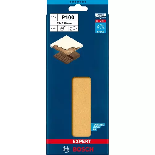 BOSCH Brúsny papier EXPERT C470 bez otvorov pre orbitálne brúsky, 93 x 230 mm, zrnitosť 100, 10 ks (3)