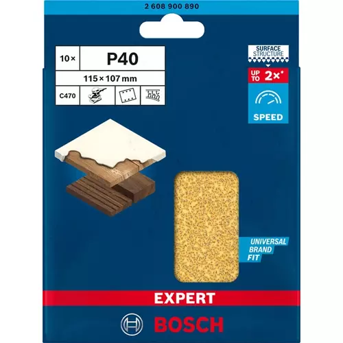 BOSCH Brúsny papier EXPERT C470 so 6 otvormi pre orbitálne brúsky 115 x 107 mm, zrnitosť 40, 10 ks (3)