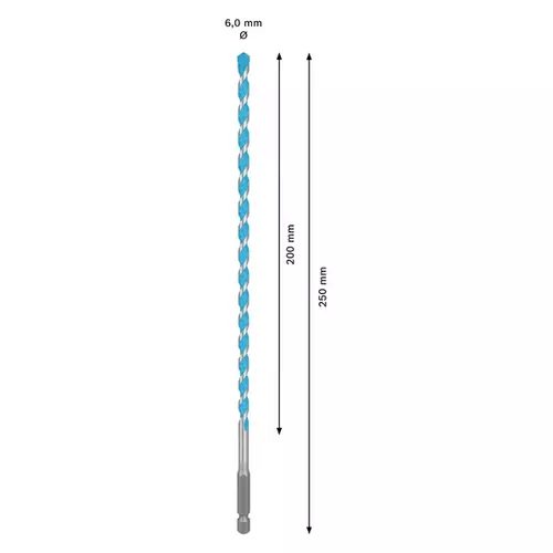 BOSCH Sada vrtákov EXPERT HEX-9 Multi Construction, 6 × 200 × 250
