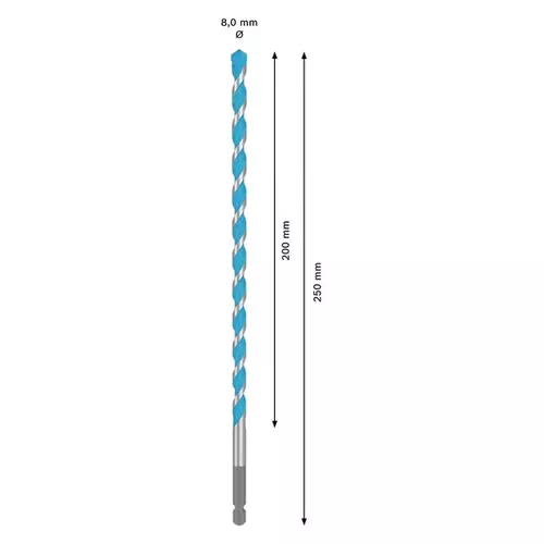 BOSCH Sada vrtákov EXPERT HEX-9 Multi Construction, 8 × 200 × 250