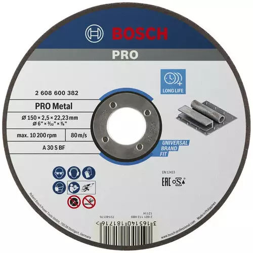 BOSCH Rezací kotúč PRO Metal, 150 × 2,5 × 22,23 mm, oSa (4)