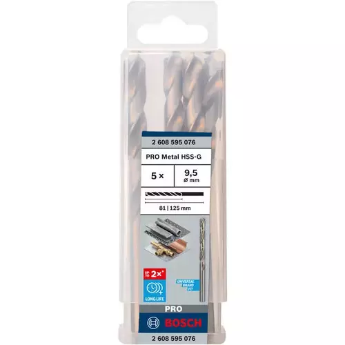 BOSCH Špirálový vrták PRE Metal HSS-G štandardnej dĺžky, 9,5 × 81 × 125 mm, 5 ks (3)