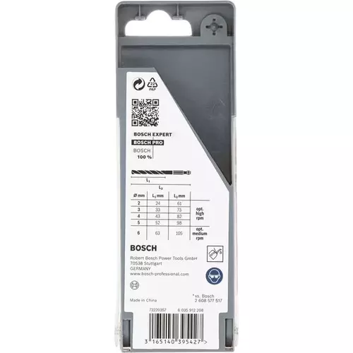 BOSCH Sada skrutkovicových vrtákov PRO Metal HSS-G HEX, 5 ks (2)
