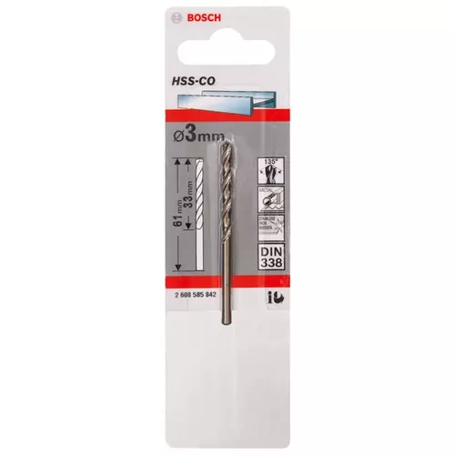 BOSCH Vrtáky do kovov HSS-Co, DIN 338