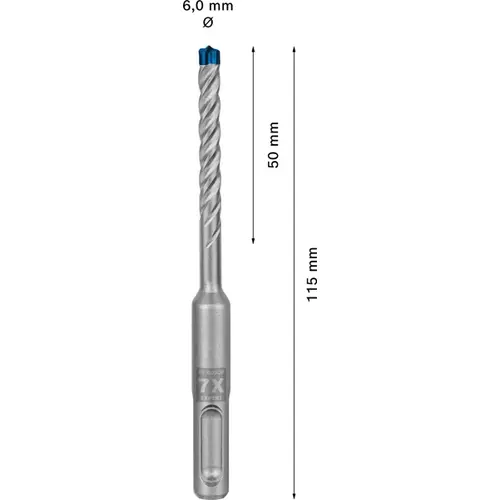 BOSCH Príklepový vrták EXPERT SDS plus-7X, 6 x 50 x 115 mm
