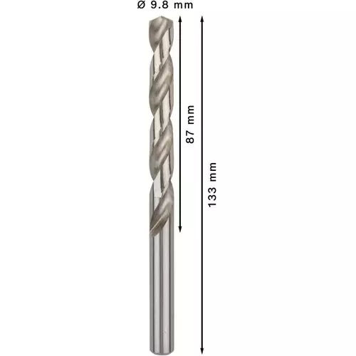 BOSCH Špirálový vrták PRE Metal HSS-G štandardnej dĺžky, 9,8 × 87 × 133 mm, 5 ks