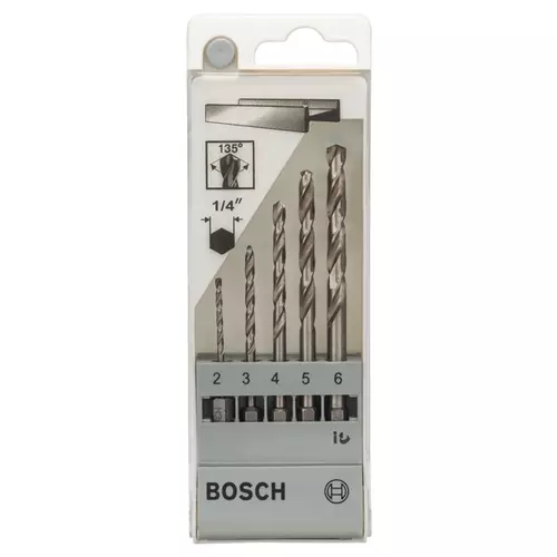 BOSCH Sada skrutkovicových vrtákov PRO Metal HSS-G HEX, 5 ks (16)