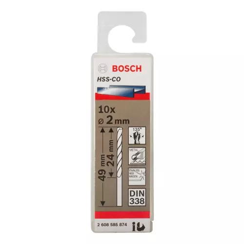 BOSCH Špirálový vrták do kovu PRO Stainless Steel HSS-Co, 2 × 24 × 49 mm, 10 ks (19)