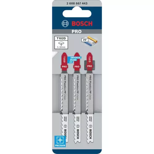 BOSCH List do priamočiarej píly PRO Plastics PP clean T102D, 100 mm, 3 ks (2)