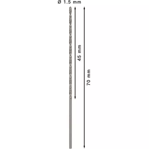 BOSCH Špirálový vrták PRE Metal HSS-G, dlhý, 1 × 45 × 70 mm, 5 ks