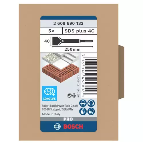 BOSCH Sada lopatkových sekáčov PRO SDS plus-4C 40 × 250 mm, 5 ks (5)