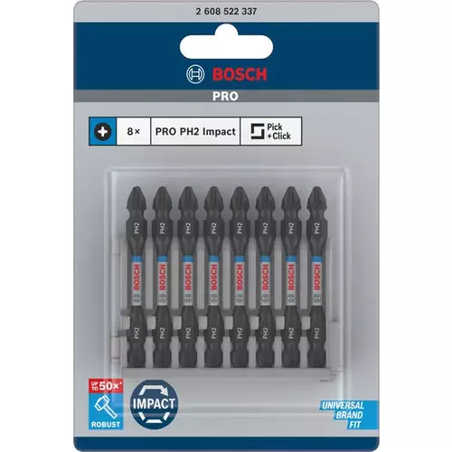 BOSCH Obojstranné bity PRO Impact s Pick and Click balením, PH2, 65 mm, 8 ks (3)