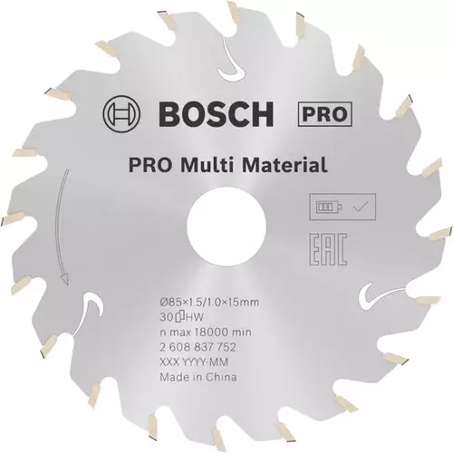 BOSCH Kotúč PRO Multi Material cordless pre akumulátorové okružné píly, 85 x 1,5 x 15 mm (6)