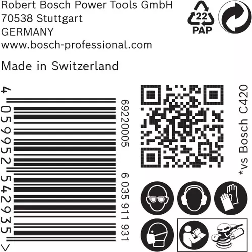 BOSCH Brúsny papier EXPERT C470 bez otvorov pre uhlové brúsky a vŕtačky, 125 mm, zrnitosť 180, 50 ks (6)