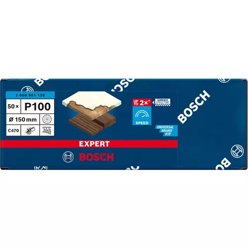 BOSCH Brúsny papier EXPERT C470 s viacerými otvormi pre excentrické brúsky, 150 mm, zrnitosť 100, 50 ks (3)