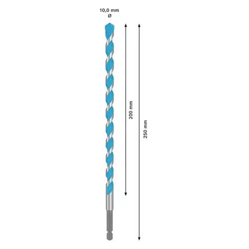 BOSCH Sada vrtákov EXPERT HEX-9 Multi Construction, 10 × 200 × 250