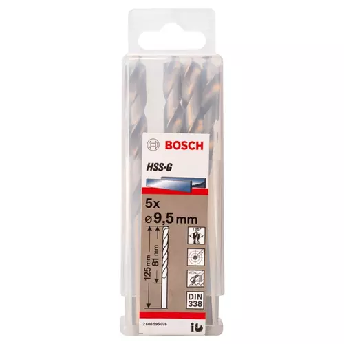 BOSCH Špirálový vrták PRE Metal HSS-G štandardnej dĺžky, 9,5 × 81 × 125 mm, 5 ks (19)