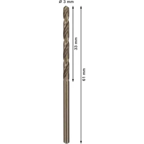 BOSCH Špirálový vrták do kovu PRO Stainless Steel HSS-Co, 3 × 33 × 61 mm, 10 ks