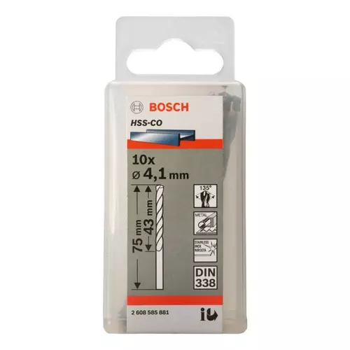 BOSCH Špirálový vrták do kovu PRO Stainless Steel HSS-Co, 4.1 × 43 × 75 mm, 10 ks (19)