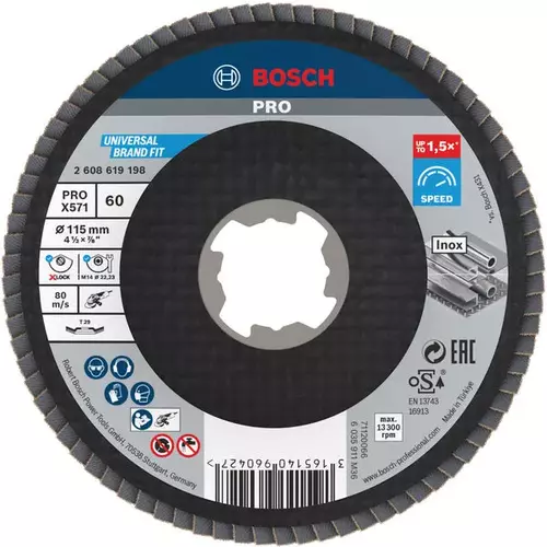 BOSCH Lamelový brúsny kotúč PRO X571, 115 mm, G60, X-LOCK