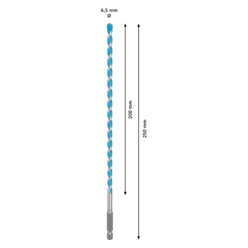 BOSCH Sada vrtákov EXPERT HEX-9 Multi Construction, 6,5 × 200 × 250