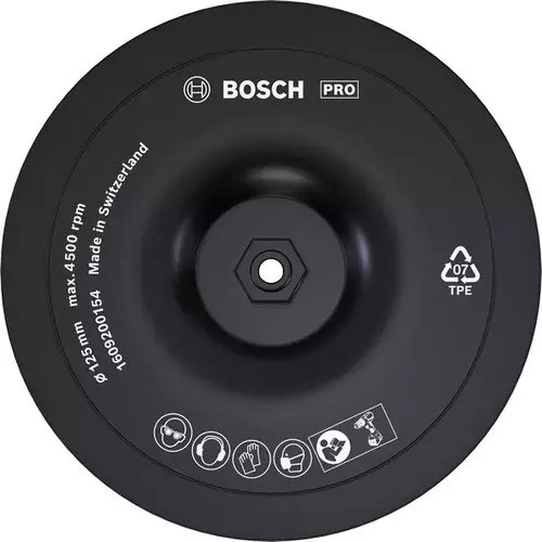BOSCH Upevňovacia doska s upínaním na suchý zips, 125 mm, 8 mm