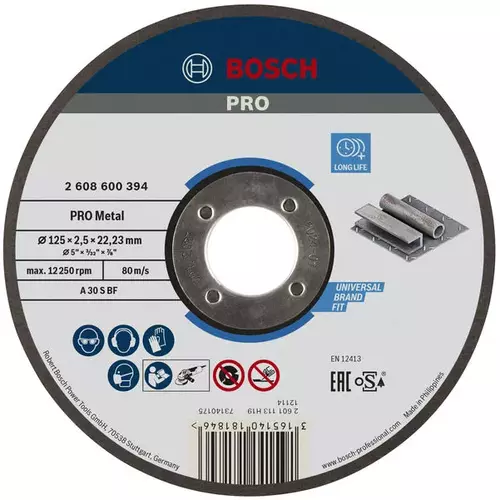 BOSCH Rezací kotúč PRO Metal, 125 × 2,5 × 22,23 mm, oSa (4)