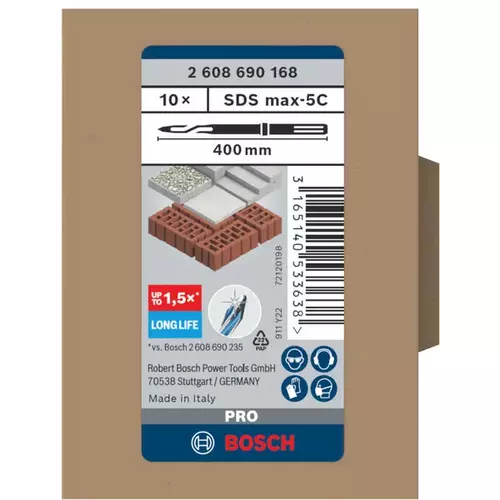 BOSCH Sada špicatých sekáčov PRO SDS max-5C 400 mm, 10 ks (3)