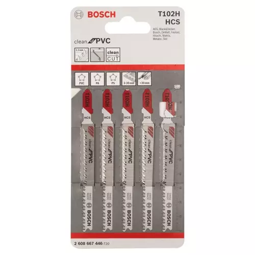 BOSCH List do priamočiarej píly PRO Plastics PVC clean T102H 100 mm, 5 ks (18)