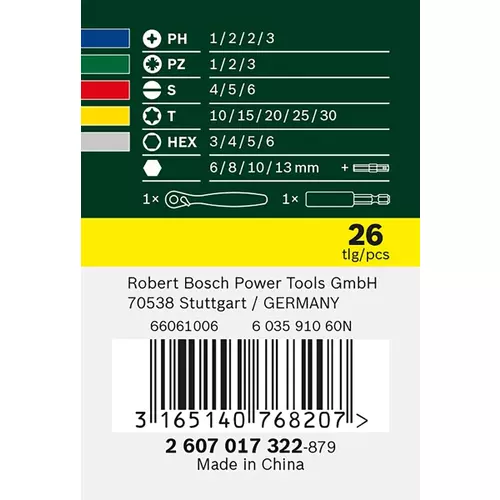 BOSCH 26-dielna sada skrutkovacích hrotov, kľúčov a rační (2)