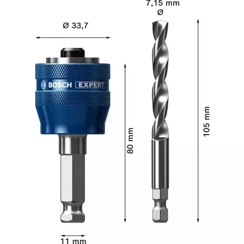 BOSCH Upínanie systému dieroviek EXPERT Power Change Plus, 11 mm, vrták HSS-G 7,15 × 105 mm, 2 ks