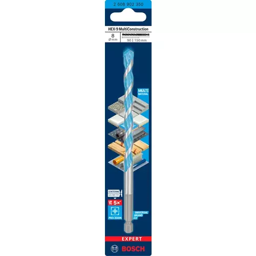 BOSCH Sada vrtákov EXPERT HEX-9 Multi Construction, 8 × 90 × 150 (3)