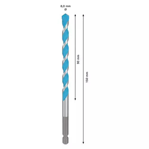 BOSCH Sada vrtákov EXPERT HEX-9 Multi Construction, 8 × 90 × 150
