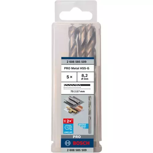 BOSCH Špirálový vrták PRE Metal HSS-G štandardnej dĺžky, 8,2 × 75 × 117 mm, 5 ks (3)