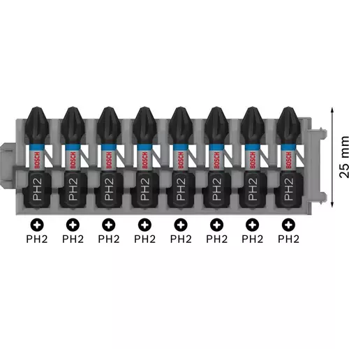 BOSCH Bit PRO Phillips Impact, PH2, 25 mm, 8 ks (4)