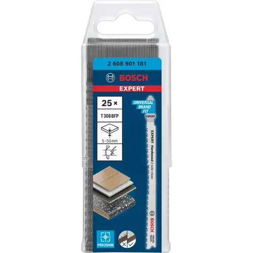BOSCH Listy priamočiarej píly EXPERT ‘Hardwood 2-side clean’ T 308 BFP, 25 ks