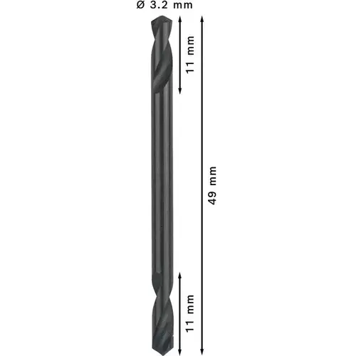 BOSCH Obojstranný špirálový vrták do kovu PRO Metal HSS-G, 3,2 × 11 × 49 mm, 10 ks