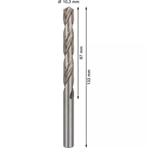 BOSCH Špirálový vrták PRE Metal HSS-G štandardnej dĺžky, 10,3 × 87 × 133 mm, 5 ks