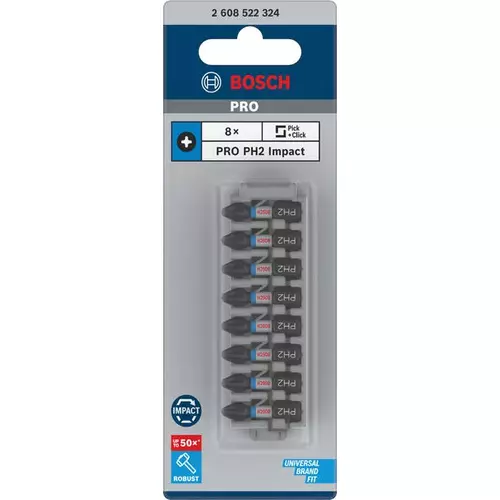 BOSCH Bit PRO Phillips Impact, PH2, 25 mm, 8 ks (3)