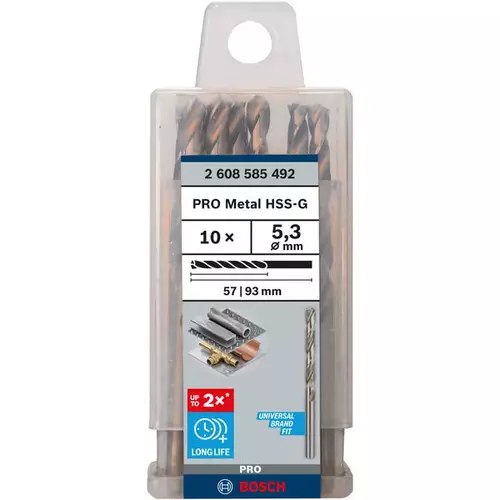 BOSCH Špirálový vrták PRE Metal HSS-G štandardnej dĺžky, 5,3 × 52 × 86 mm, 10 ks (3)