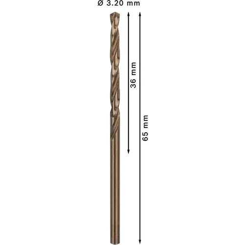 BOSCH Špirálový vrták do kovu PRO Stainless Steel HSS-Co, 3.2 × 36 × 65 mm, 10 ks